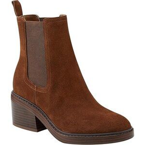 Marc Fisher Womens Faux Leather Stack Heel Ankle Boots